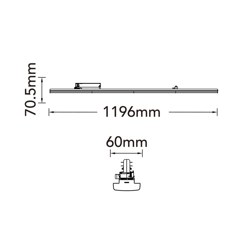 FARETTO LINEARE LED PER BINARIO TRIFASE  PT4-120-B3C