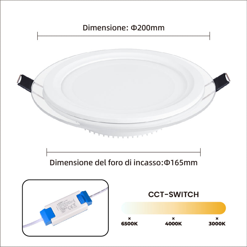 Pannello LED da incasso 18W P-165E-T3C