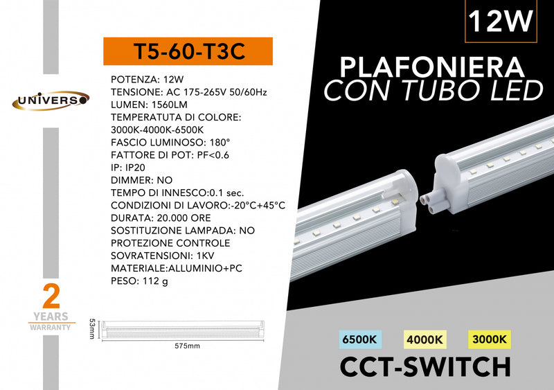 Tubo a Led T5-60-T3C